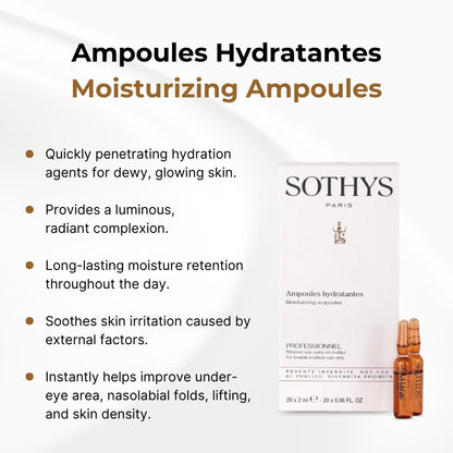 Sothys Moisturizing Ampoule 2mlx20ea (Moisture, Nutrition,Dry, Soothing, Energy, Skin Protection)