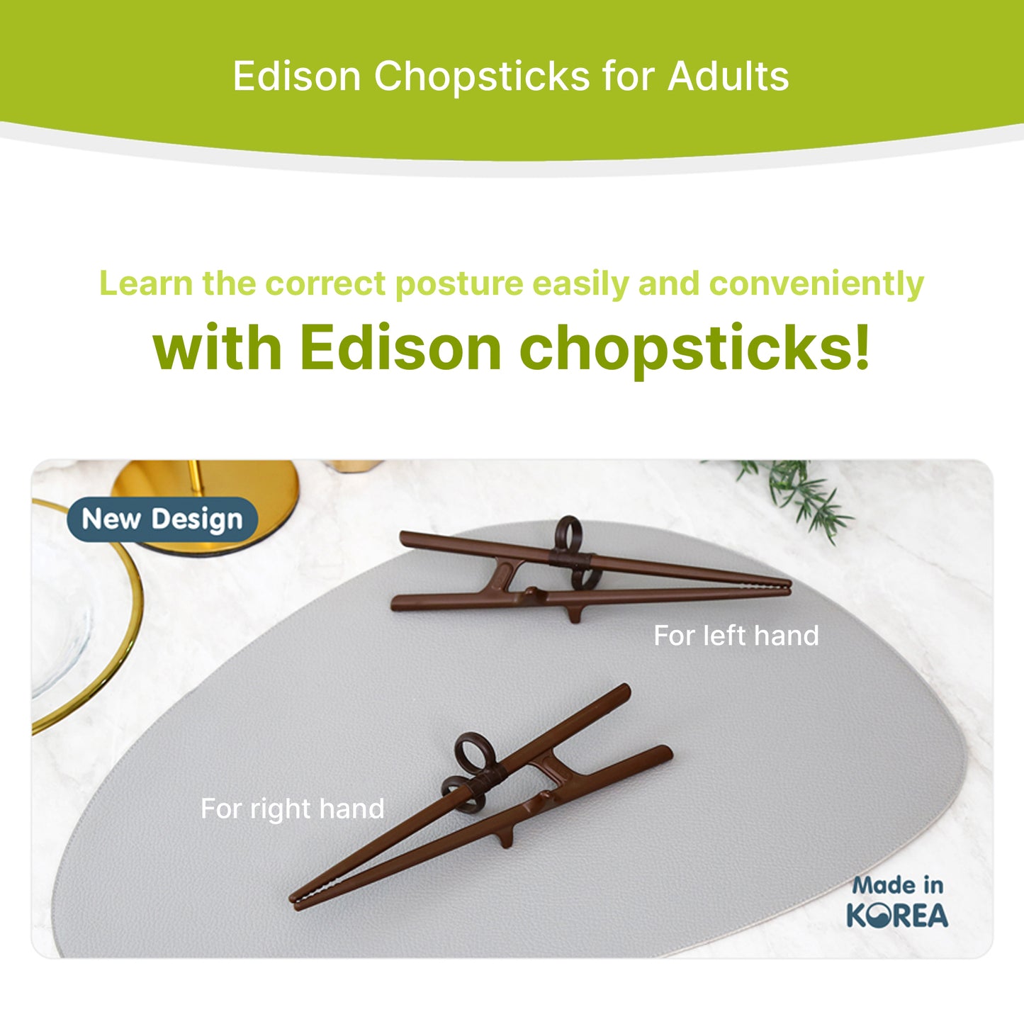 Beginner Left-Handed Adult Training Chopsticks with Edison Friends Helper