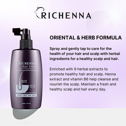 RICHENNA Hair Tonic 210ml with Oriental Herb Formula (Made In Korea)