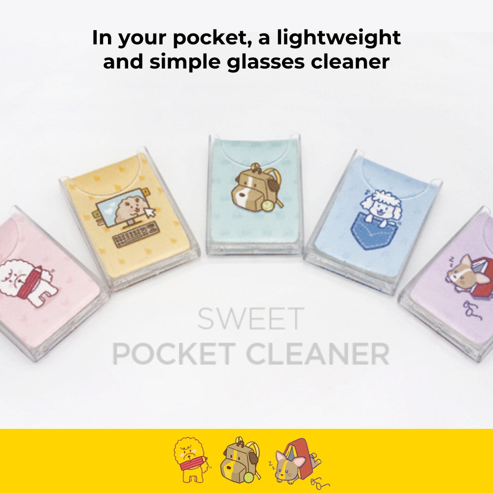 Pocket Cleaner Dog Ver. - Eyeglass Lens Cleaning Wipes, Phone/Tablet/Monitor Screen Wipes, Cute Gift