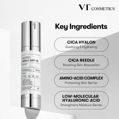 VT Cosmetics CICA Reedle Shot Serum for Soothing Skincare Treatment 100/300 - Centella Asiatica Formula