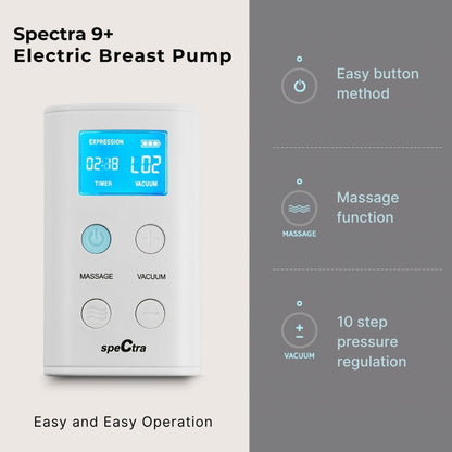 Spectra 9 Plus Electric Breast Pump - Hospital Grade (Single Set), Efficient Breastfeeding, Portable, Rechargeable, Quiet Operation