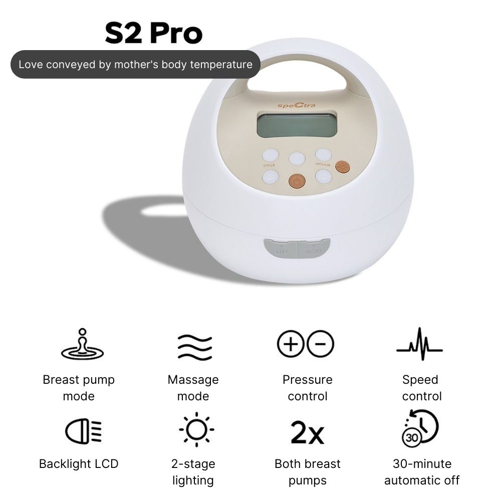 Spectra S2 Pro Electric Breast Pump - Dual Pump with Massage & Backflow Protection