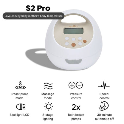 Spectra S2 Pro Electric Breast Pump - Dual Pump with Massage & Backflow Protection