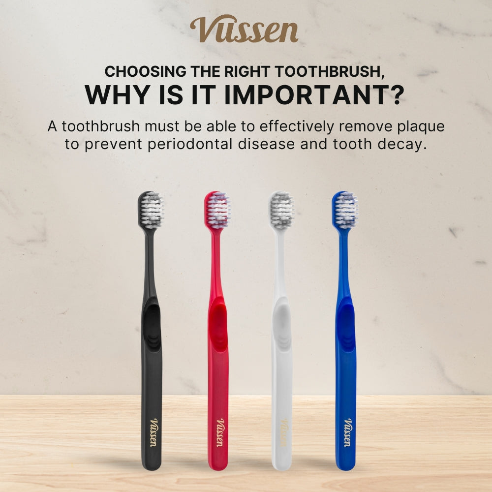 Vussen Double Wide Toothbrush Set (4EA) + Cap Premium Oral Care Brand/Plaque Removal/Antibacterial