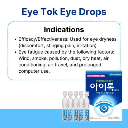 [KWANGDONG] REFRESH Eye Tok Eye Drops Lubricant 30 x 0.5ML Vials (Made in Korea)