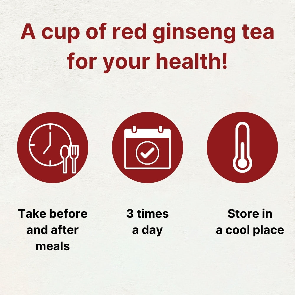 POCHEON Korean Red Ginseng Tea Gold 100 Tea Bags, 15% Ginseng Extract, Natural Immune Support