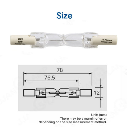 Dr Fischer Halogen Tube Lamp 78mm 50W Osram UV + Hanil Replacement | UV Light Therapy