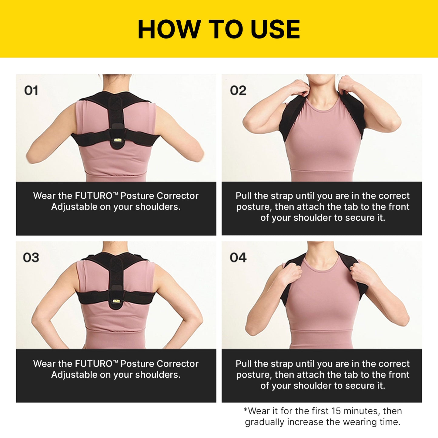 3M Futuro Posture Corrector, One Size - Adjustable / Shoulder and Back Support