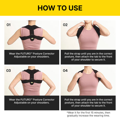 3M Futuro Posture Corrector, One Size - Adjustable / Shoulder and Back Support