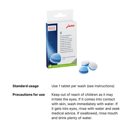 JURA 3-phase Cleaning Tablet 6pcs/box for maintenance of the Automatic Coffee Machine & High Level of Coffee Quality