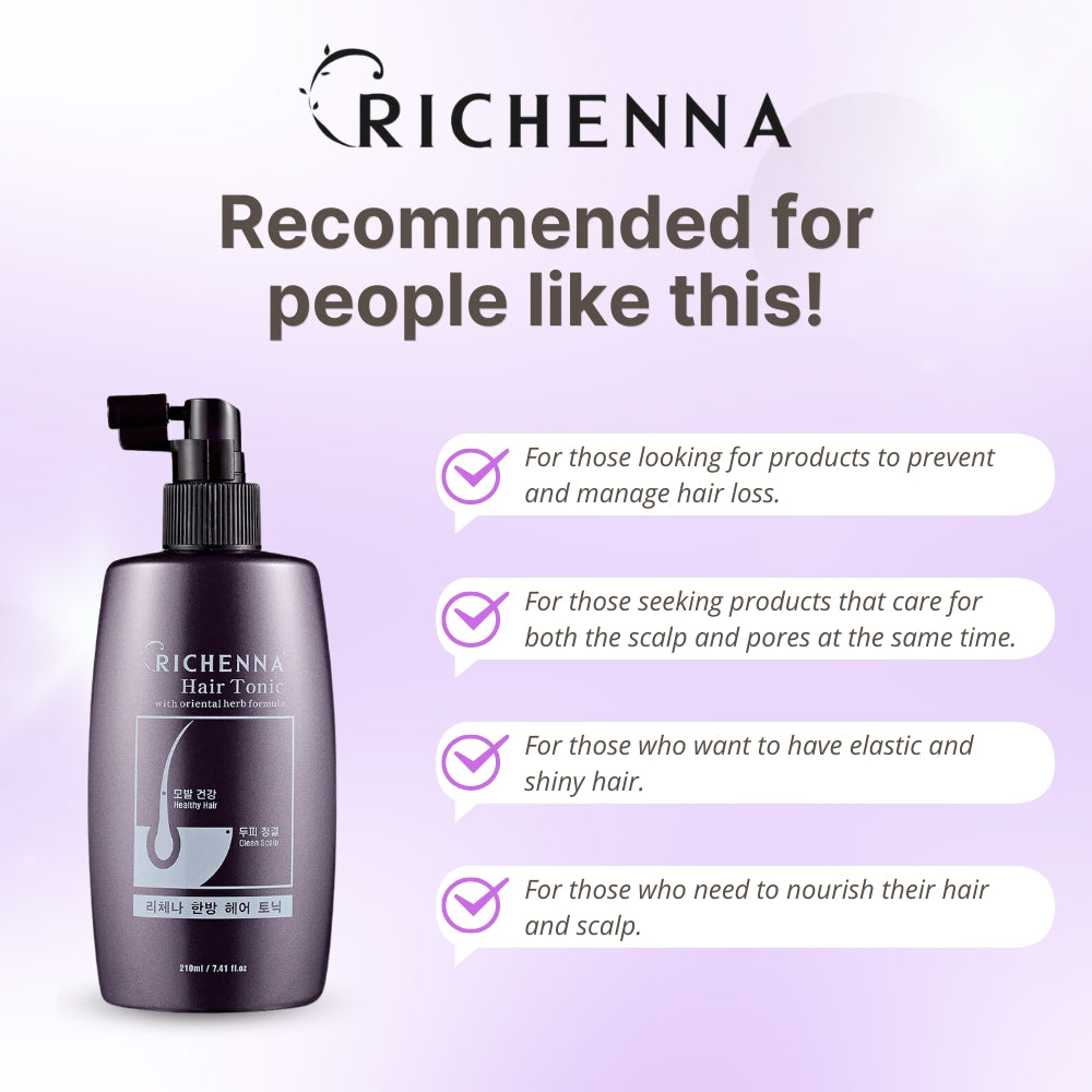 RICHENNA Hair Tonic 210ml with Oriental Herb Formula (Made In Korea)