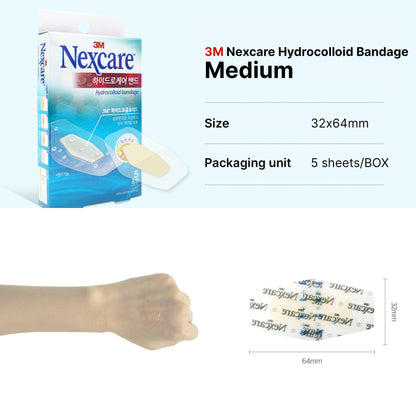 3M Nexcare Band-Aid Waterproof Hydrocolloid Dressing Patch for Wounds | Skin-Friendly Adhesive Bandages for Healing & Protection