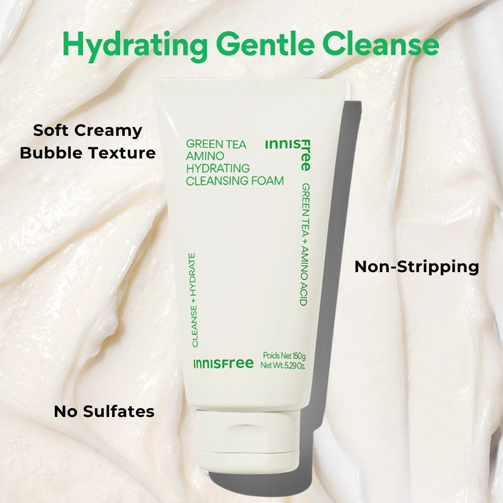 Innisfree Green Tea Hydrating Amino Acid Cleansing Foam 150g | Skincare Cleanser | Korean Beauty