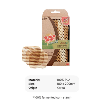 [3M] 2+1 Natural Corn Mesh Scrubber (3pcs) / Eco-friendly Scrubber