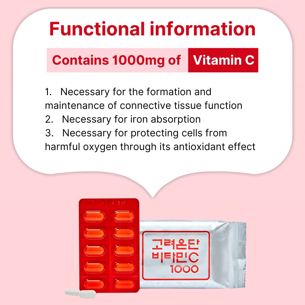 KOREA EUNDAN Vitamin C 1000mg 60 Tablets 2 Packs - 120 Tablets, No Box