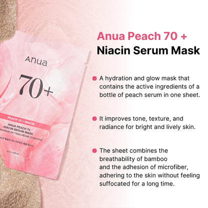 Renewal Anua Peach 70 Niacin Serum Mask 5pcs Facial Mask