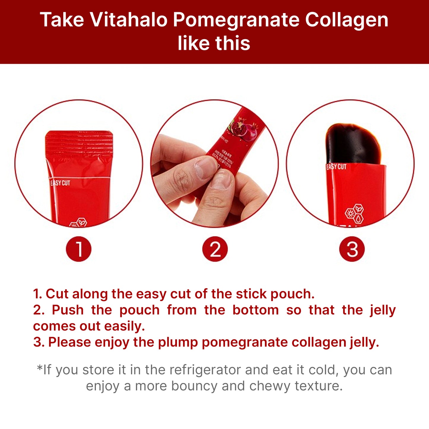 Vitahalo Pomegranate Collagen Supplement for Skin Health (30 Sticks)/Low Molecule/Beauty & Hydration