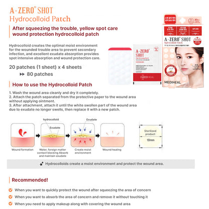 MEDIHEAL A-Zero Shot Skin Dressing Patch for Trouble Spots (80 Patches) - Korean Skincare Acne Treatment