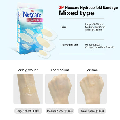 3M Nexcare Band-Aid Waterproof Hydrocolloid Dressing Patch for Wounds | Skin-Friendly Adhesive Bandages for Healing & Protection