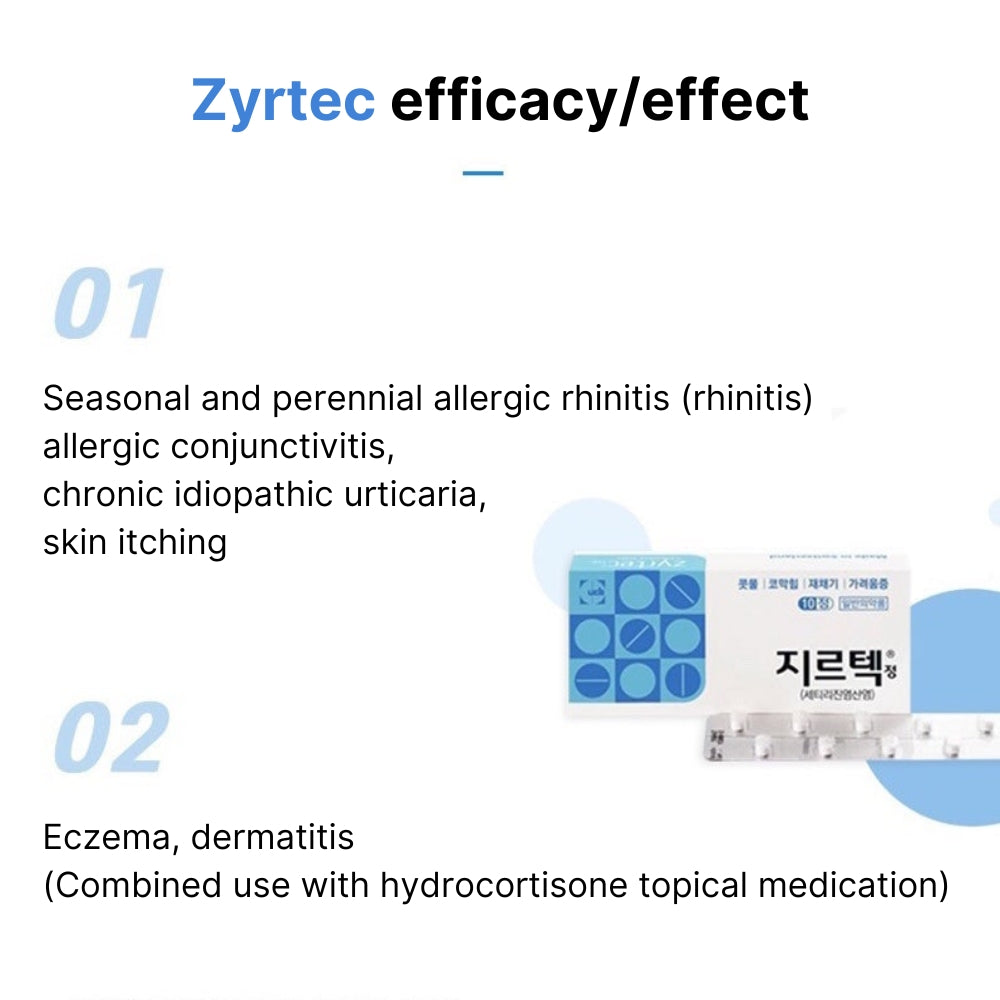 Zyrtec Antihistamine Allergy 10mg (10 tablets/1box) / An introductory medicine for allergic rhinitis