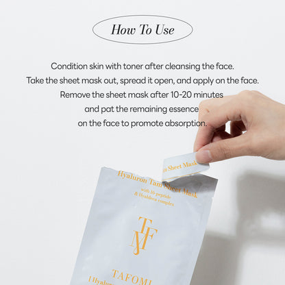 TAFOMI Hyaluron TAM Sheet Mask for Hydration 30ml (10 Sheets) - Skincare Face Mask for Anti-Aging