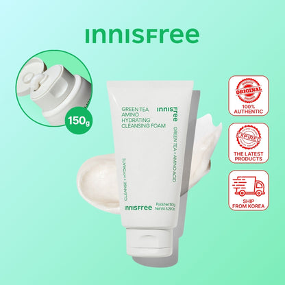 Innisfree Green Tea Hydrating Amino Acid Cleansing Foam 150g | Skincare Cleanser | Korean Beauty