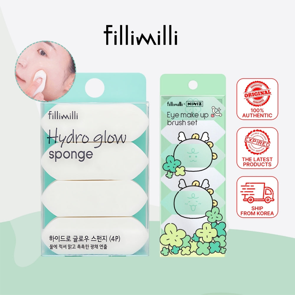 Fillimilli Olive Young & Lucky Beam Hydro Glow Sponges / Jordy Glow Sponges (4P/6P) - Korean Beauty Makeup Applicators