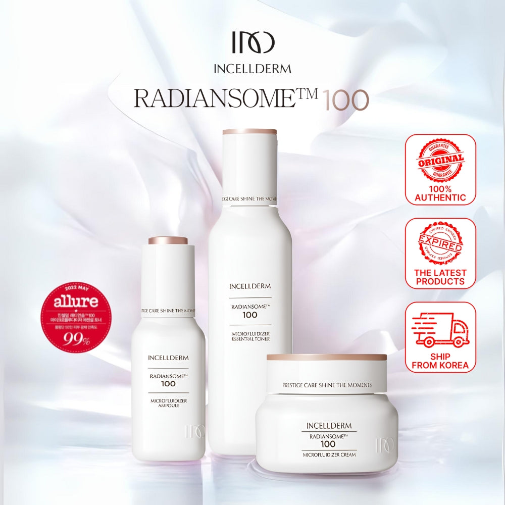 INCELLDERM RADIANSOME 100 MICROFLUIDIZER 3pcs SET (TONER/AMPOULE/CREAM)