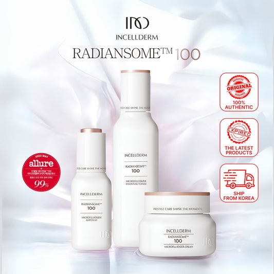 INCELLDERM RADIANSOME 100 MICROFLUIDIZER 3pcs SET (TONER/AMPOULE/CREAM)