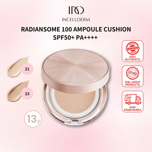 INCELLDERM RADIANSOME 100 AMPOULE CUSHION SPF50+ PA++++ (21 LIGHT BEIGE/23 NATURAL BEIGE)