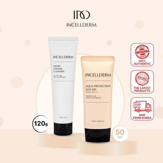 [INCELLDERM] Summer Skin Protection 2pcs Set (SNOW ENZYME CLEANSER EX 120g + AQUA PROTECTION SUN GEL SPF 50+ PA++++)