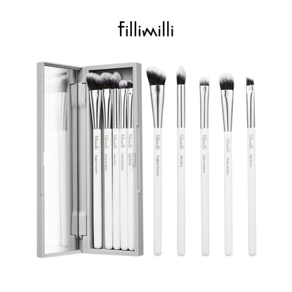 Fillimilli Olive Young Eye Makeup Brush Set with Case | Professional Beauty Tools for Eyeshadow, Foundation, Blending, Blush | Soft Synthetic Brushes | Travel-Friendly Kit