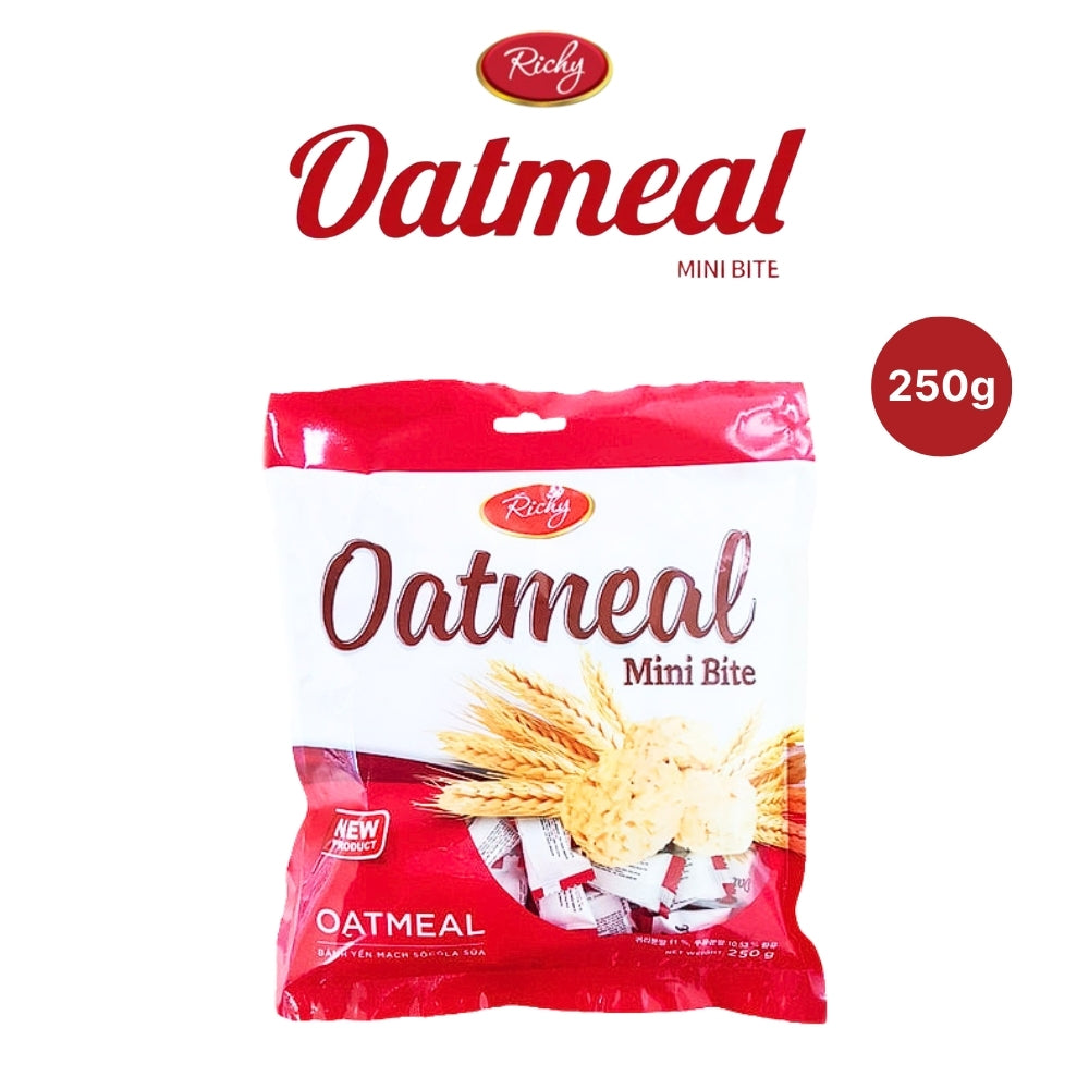 Richy Oatmeal Mini Bite 250g: Diet Snack, Oatmeal Cookies, Cereal Candy 100pcs