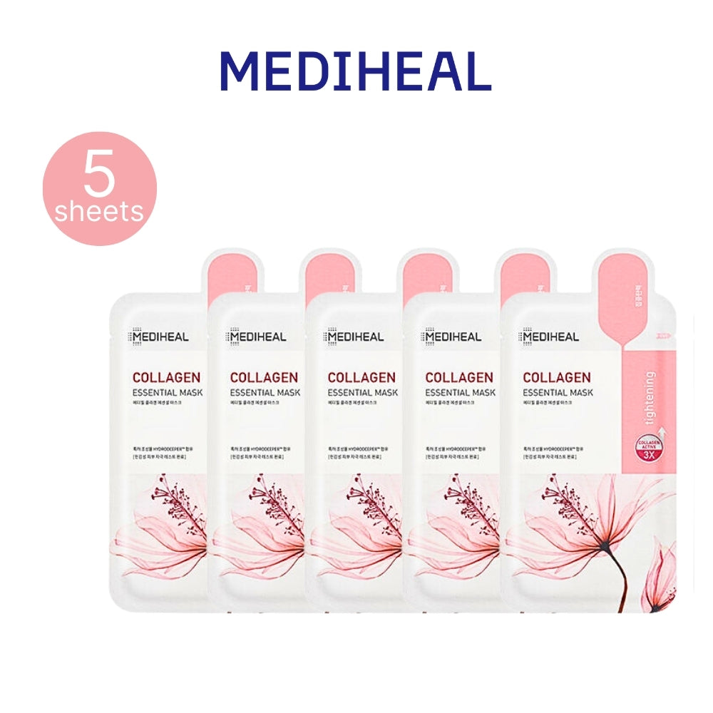 MEDIHEAL Watermide/Collagen/Madecassoside/Tea tree/Vita/Placenta Essential Mask Sheet 10pcs