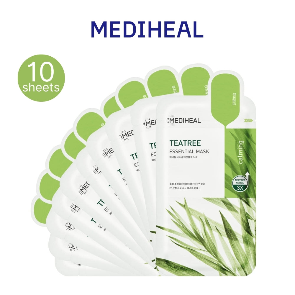 MEDIHEAL Watermide/Collagen/Madecassoside/Tea tree/Vita/Placenta Essential Mask Sheet 10pcs