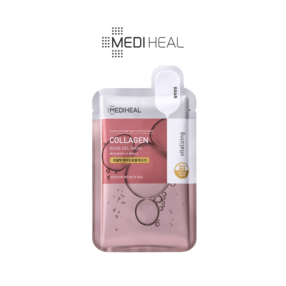 MEDIHEAL Nude Gel Mask Set - 5/10pcs (Collagen, NMF, Tea Tree) for Moisturizing Skincare